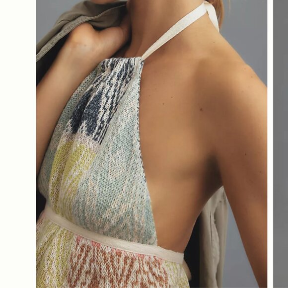 Brand New By Anthropologie Babydoll Halter Linen Sweater Tank - Picture 4 of 7